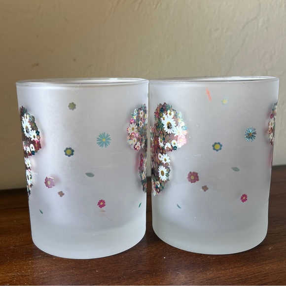 Disney Mickey & Minnie Mouse Floral Frosted Glass Cup Set - Picture 2 of 11